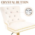 thumbnail image 4 of Adjustable Velvet Bar Stools with Back, Fashionable Swivel Counter Height Bar Chairs with Thick Cushion, Crystal Button Tufting and Gold Nailhead Trim for Kitchen, Dining, Pub, or Café (White), 4 of 7