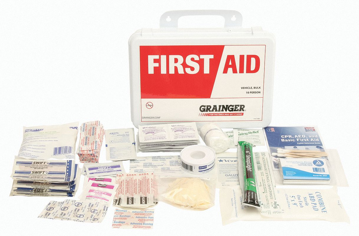 First Aid Kit, Kit, Polypropylene Case Material, General Purpose, 10