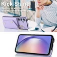 thumbnail image 2 of Crossbody Strap Wallet Case for Samsung Galaxy A15 with Wrist Strap, 360° Rotating Ring Kickstand & Card Holder PU Leather Purse Magnetic Snap Zipper Case Cover for Galaxy A15, Purple, 2 of 9