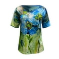 thumbnail image 3 of Ichuanyi Womens Tops Plus Size Women Short Sleeve Printed V-Neck Tops Tee T-Shirt Blouse, 3 of 5