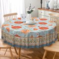 thumbnail image 3 of Vintage Light Blue Floral Round Tablecloth,Waterproof Stain Resistant Table Cover for Indoor Outdoor Kitchen Dining Room Party Decor,60 Inch, 3 of 7