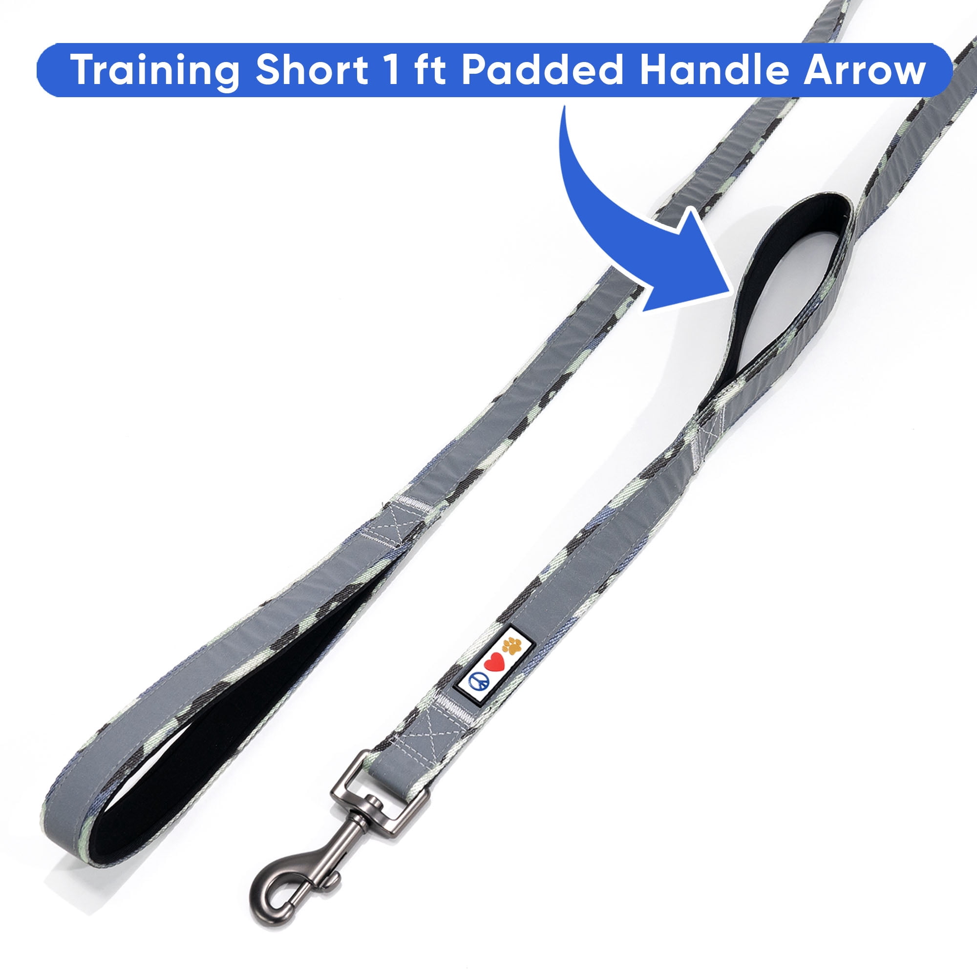 Pawtitas Double Handle Dog Leash Ideal for Medium and Large Dogs Training Dog Leash - Medium / Large - Grey Camo