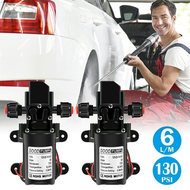 Muyoka Bomba de diafragma DC 12V Bomba de agua de diafragma eléctrica 6L / MIN 72W Bomba autocebante para lavado de autos Muyoka Hogar