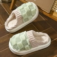 thumbnail image 6 of Checkered Cloud Slippers for Women Men Plaid Fuzzy Platform House Shoes Plush Warm Indoor Bedroom Slip on, 6 of 7