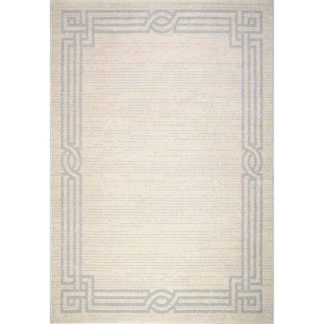 Ivory Grey Bordered Modern Contemporary Area Rug For Living Room, Bedroom, Office 2x4, 3x10, 4x6, 5x8, 7x9, 8x10, 9x12 Feet