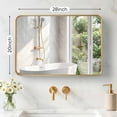 thumbnail image 2 of Gianna Anti-Fog Bathroom Wall Mirror – 20" x 28" Shatterproof Vanity Mirror with Rectangular Metal Frame, Gold, 2 of 5