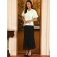 thumbnail image 3 of DARING DIVA Women's Satin Draped Neck Short Sleeve Dressy Blouse L White, 3 of 6