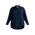 thumbnail image 5 of Time and Tru Women's Double Cloth Cotton Shirt with Long Sleeves, Sizes XS-XXXL, 5 of 5