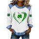 thumbnail image 3 of TaTaai St Patrick's Day Casual Women's Color Block Long Sleeve Round Neck Shirt, Fashion Comfort for Holiday Daily Wear Gift, 3 of 5