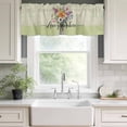 thumbnail image 3 of Watercolor Flowers Rod Pocket Curtain Valance, Spring Floral Sage Green Stripes Check Farmhouse Window Valance for Living Room, Bedroom, Kitchen 42"W x 12"L, 3 of 9