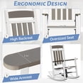 thumbnail image 5 of Outdoor Patio Rocking Chairs Set of 3, 2 Chairs Made of Metal & WPC + 1 All Metal Table, Outside Oversized Porch Rocker Chairs with High Back for Adults, Outdoor Rocker for Garden, White & Grey, 5 of 8