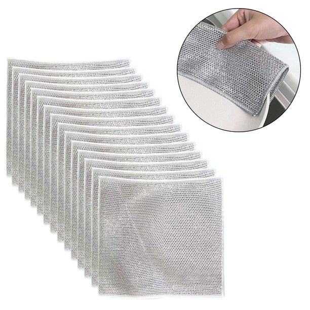 Trapos de alambre para lavar platos, toallas de alambre para platos, paño de limpieza multifuncional, estropajo para platos domésticos, fregaderos, 15 piezas