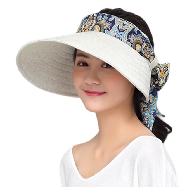 Guardurnaity Sombrero de lino y algodón para mujer, sombrero de sol decorativo colorido de repuesto a prueba de viento, transpirable, para la playa, para el Sombreros blanco beis Guardurnaity AP019206-06