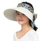 thumbnail image 5 of Jumpingount Sombrero de mujer decorativo a prueba de sol colorido plegable verano senderismo playa piscina Sunbonnet sombrero gorra sombreros Beige blanco beis 2piezas, 5 of 6