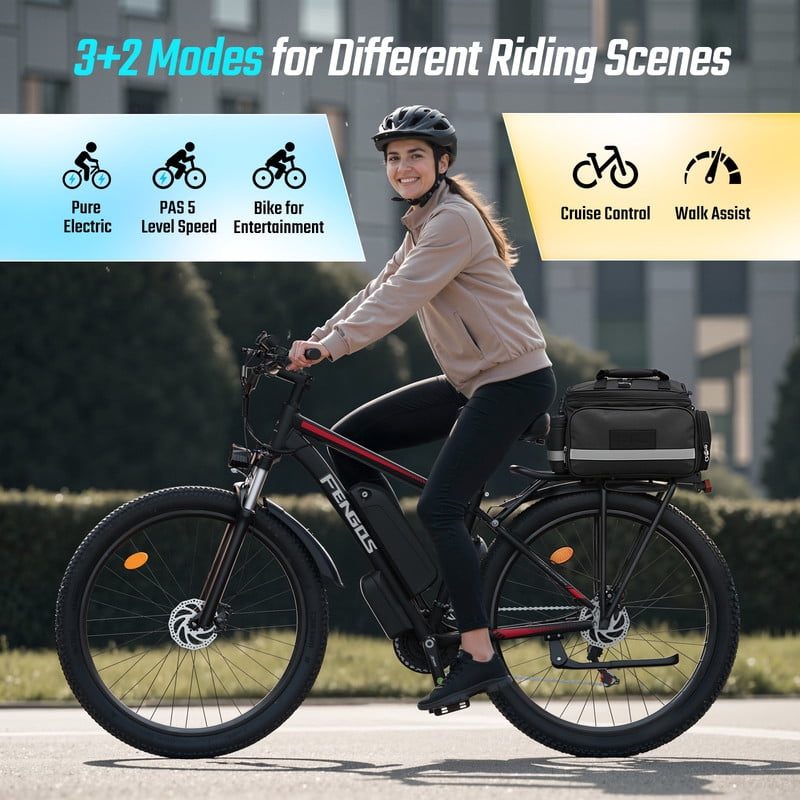 FENGQS 27.5" Electric Bike for Adults, 2000W Peak Power Motor Ebike, 35MPH 80Miles Electric Mountain Bike with 17.5AH Removable Battery-UL 2849, 21-Speed, Red