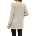 thumbnail image 5 of Women's Knitted Mid-Length Coat Round Neck Solid Color Pocket Warm Pullover Sweater 06-Khaki M, 5 of 5
