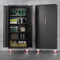 thumbnail image 2 of 71" H Garage Storage Cabinet with 4 Adjustable Shelves and Wheels, Lockable Metal Storage Cabinet for Garage, Home, Warehouse, Assembly Required,Black, 2 of 8