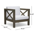 thumbnail image 4 of GDF Studio Keith Outdoor Acacia Wood 4 Seater Loveseat Chat Set, Gray and White, 4 of 13