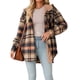thumbnail image 2 of Chaqueta de Franela con Capucha y Cuadros para Mujer, Abrigo Grueso de Invierno para Mantener el , Chaqueta de Forro Cálida y Suave con Botones Marrón XL, 2 of 10