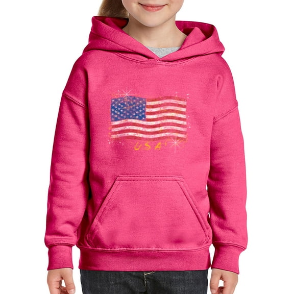 NIB - Big Girls Hoodies and Sweatshirts - American Flag USA in Gold