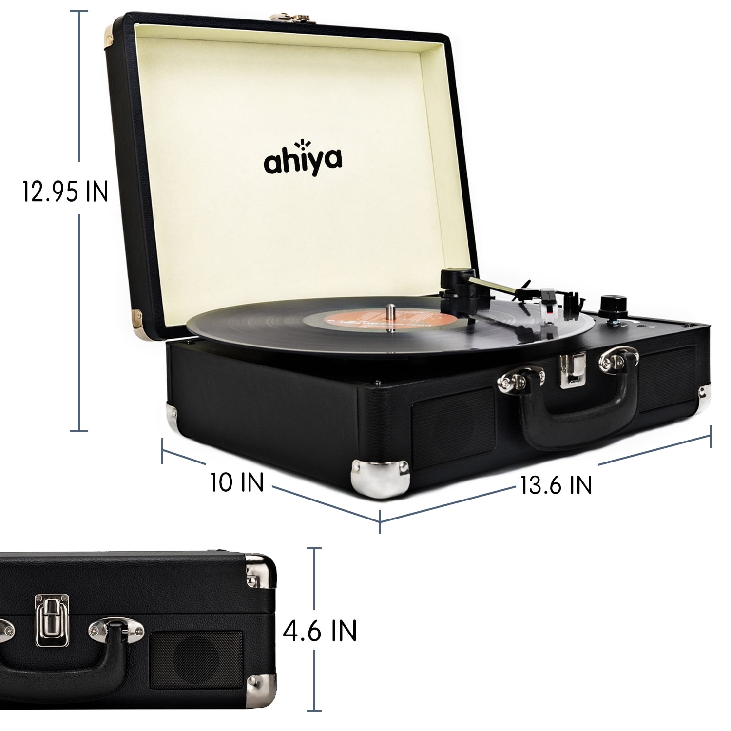 Nostalgy Retro Suitcase 3 speed Record Player by Auna with Instructions