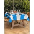thumbnail image 3 of Outdoor Tablecloth with Umbrella Hole for Patio/Picnic/Party/Camping, Blue Striped Truck Waterproof Table Cloth Rectangle Table Cover Washable, Farmhouse Stripes Modern Art (54"x 80"), 3 of 8