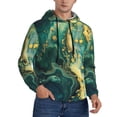 thumbnail image 2 of Rateoe Turquoise Golden Swirl Pattern Mens Hoodie, Pullover Hooded Sweatshirt, Kangaroo Pocket Hoodie Ideal for Daily Wear, Travel and Home-4X-Large, 2 of 7