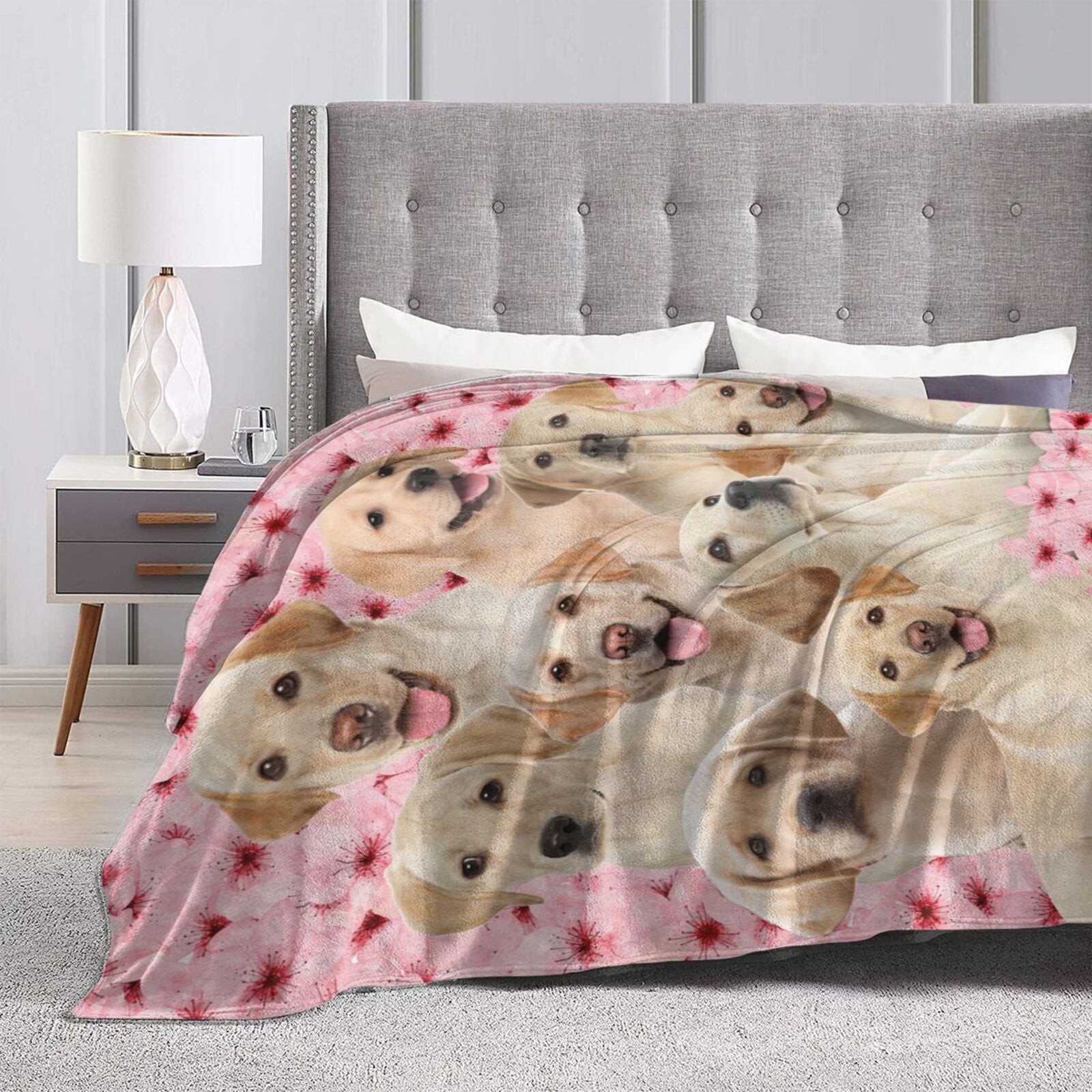 Wijzvio Labrador Retriever Dog Throw Blanket Soft Fuzzy Fleece Blanket For Couch Bed Living Room Decoration 60"X50"