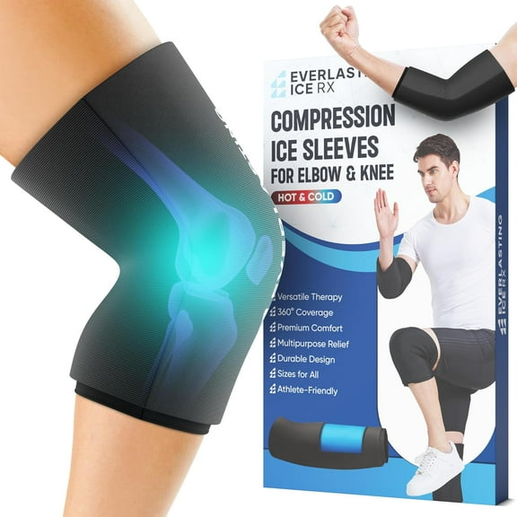 Everlasting Ice RX Reusable Knee Ice Wrap, Hot and Cold Compression Sleeve for Pain Relief, XL