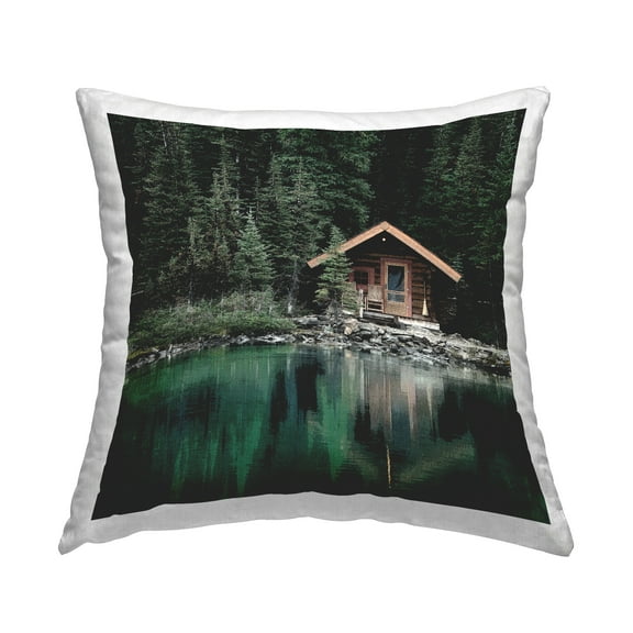 Stupell Industries Log Cabin Lake Reflection Decorative Printed Throw Pillow, 18 x 18