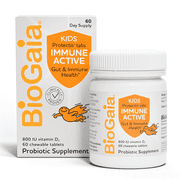 BioGaia Protectis Immune Active KIDS Probiotic | Clinically Proven Probiotic + Vitamin D | Supports Immune, Digestive & Overall Health | Kids Probiotic | Kids Immune Support | Orange Chewable Tablets