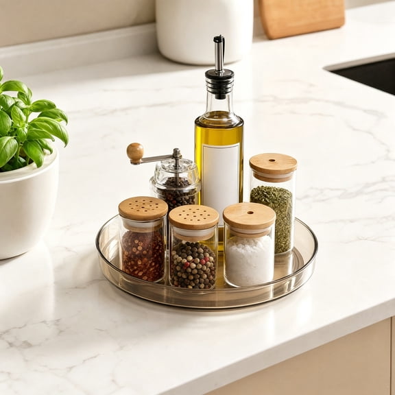 Tdxkok Orange Lazy Susan Turntable, Rotating Organizer Tray, 360 Degree Spinning Storage Plate for Cabinet Countertop Pantry Organization