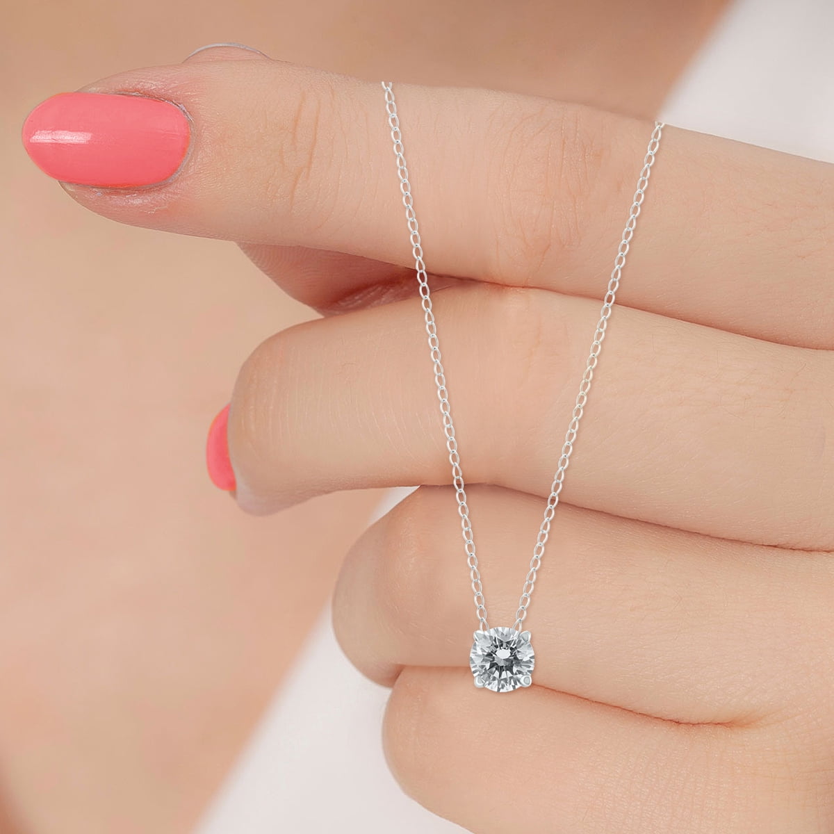 Diamond Fashion Necklace 1/4 ct tw Round-cut 10K White Gold 18