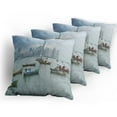 thumbnail image 5 of Ambesonne Landscape Throw Pillow Cover 4 Pack, Fishing Boats Panama, 24", Multicolor, 5 of 7
