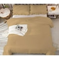 thumbnail image 6 of DNG Creations 3 Piece Vintage Ruffle Pattern Comforter Set Premium Ultra Soft 550 GSM All Season ( Full/Queen Size ) 100% Egyptian Cotton Solid Taupe Colour, 6 of 8