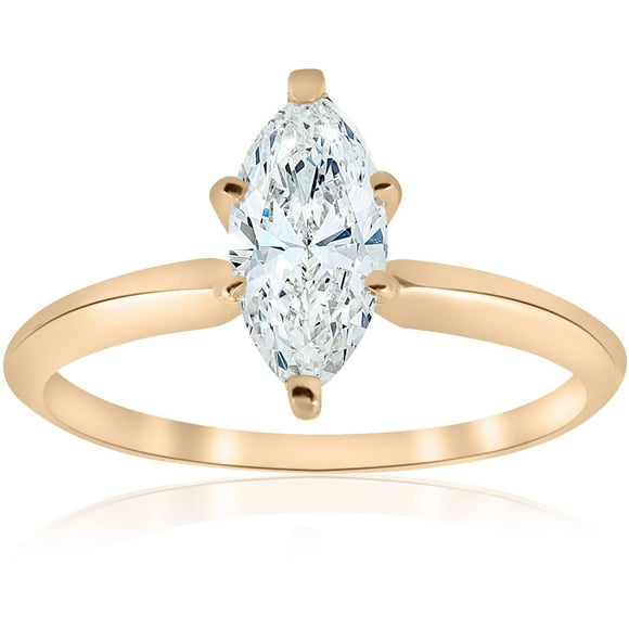 14k Yellow Gold 1ct Marquise Diamond Engagement Solitaire Ring