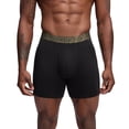 thumbnail image 4 of UNDER ARMOUR Calzoncillos bóxer para hombre, pack de 3 - Performance Cotton Boxer Briefs - Solid 6 in, Stretch, Mezcla de algodón Negro/Verde M (Medium), 4 of 5