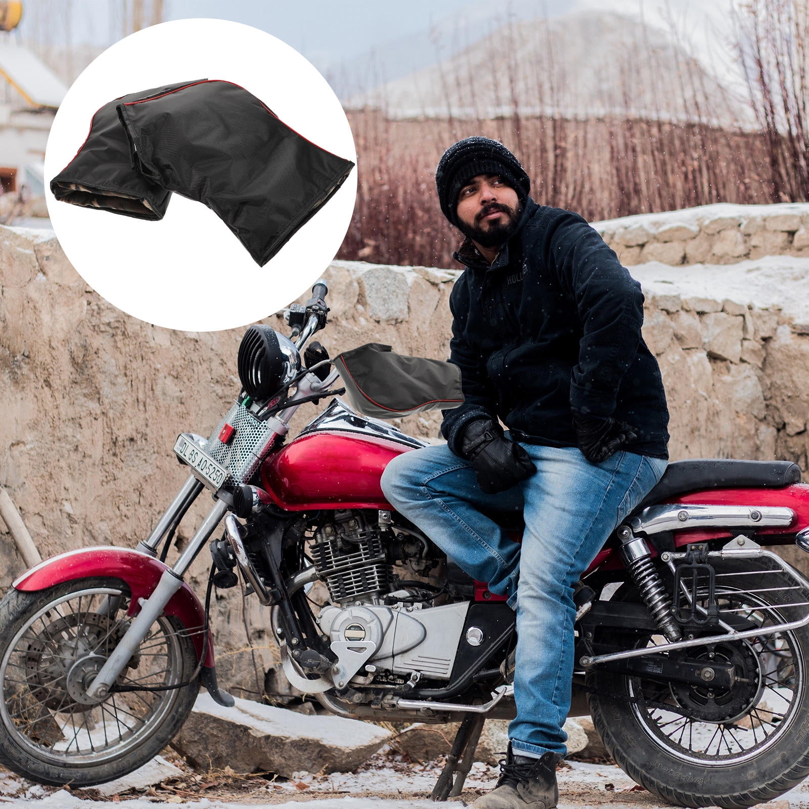 SWETRACE 1 Pair ATV Handlebar Hand Warmers Black Waterproof Reflective Safety for Bad Weather