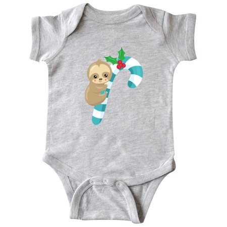 

Inktastic Christmas Sloth Sloth With Candy Cane Mistletoe Gift Baby Boy or Baby Girl Bodysuit