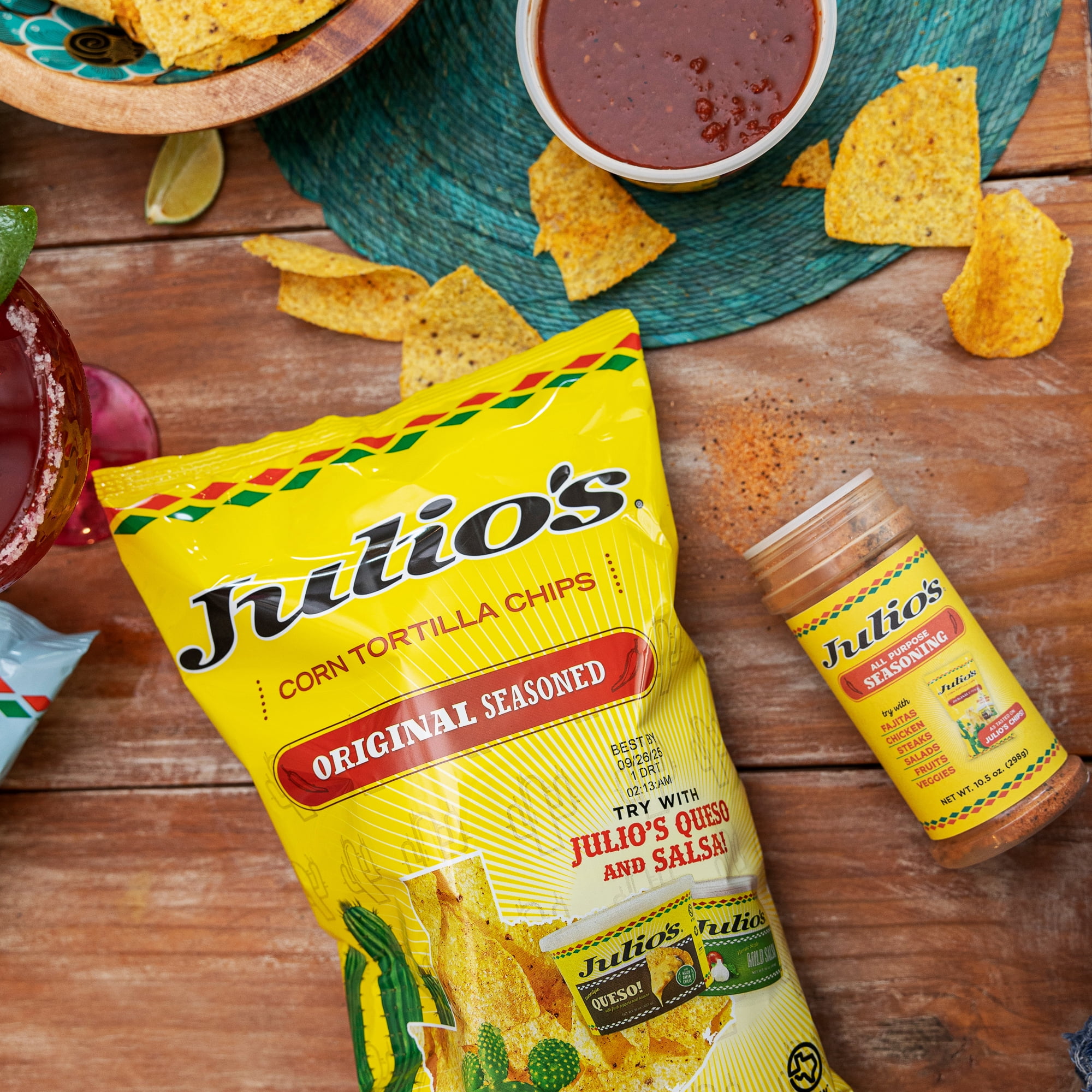 (3 pack) Julio's Seasoned Corn Tortilla Chips, 14 oz Value Size Bag