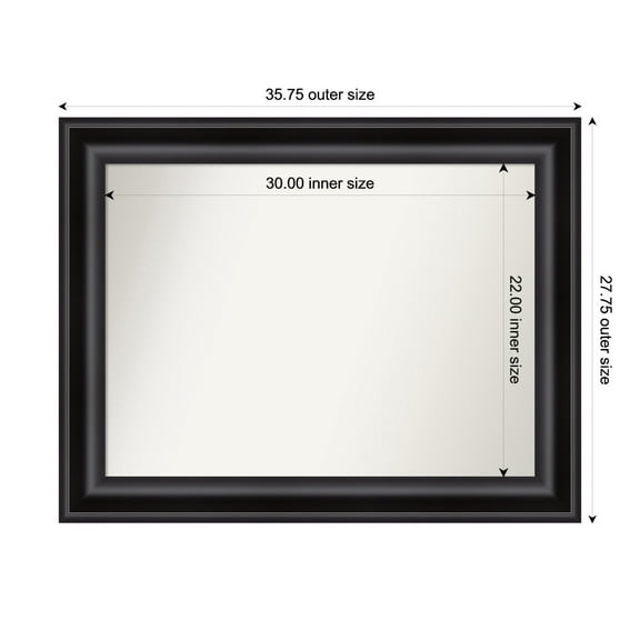 Amanti Art Custom Framed Wall and Bathroom Mirror (27.75 x 35.75 in.), Grand Black Frame