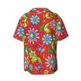 thumbnail image 2 of KLL Vector Mexican Otomi Style Bright Print Men's Shirt Short Sleeve Button Down Summer Cuba Beach Shirts- Small, 2 of 7