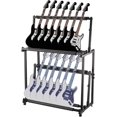 thumbnail image 2 of EastVita Folding 14 Standing Floor Multiple Guitars Display Rack,Multi Guitar Stand,Adjustable Storage Holder With Soft Sponge Adjustable Height Double Tier Ukulele Stand,Black, 2 of 6