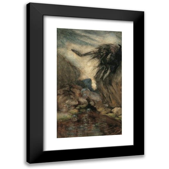 Arthur Rackham 10x14 Black Modern Framed Museum Art Print Titled - The Witch's Pool (1904)