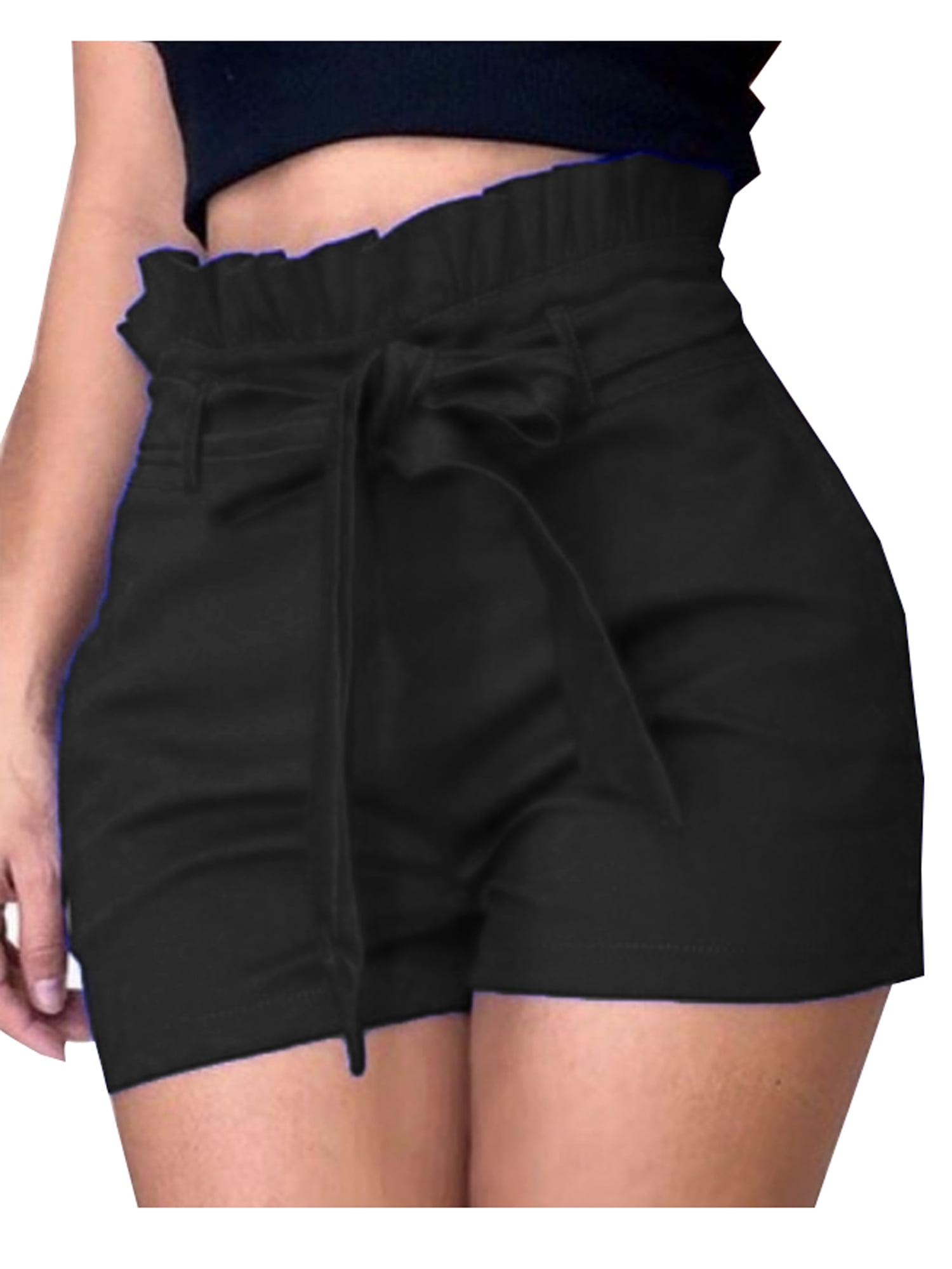 Lallc Womens Girls High Waist Ruffle Lace Up Shorts Summer Trouser