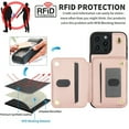 thumbnail image 3 of Allytechgroup Case for iPhone 16e with Credit Card Slot, Built-in Shoulder Strap Stand PU Leather Wallet RFID Blocking Phone Case Shockproof Protective for iPhone 16e, Rosegold, 3 of 8