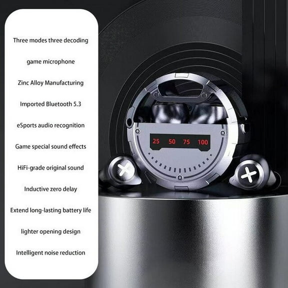 2022 New JX60 Gaming Headset With Display Wireless In ear Bluetooth Earphones TWS Noise Cancelling Stereo No Delay Headphones