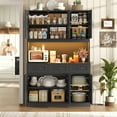 thumbnail image 5 of Hiphuta 72" Tall Kitchen Pantry Cabinet with RGB LED, 47" Wide Storage Cabinet with Adjustable Shelves and Charging Station, for Kitchen Dining Room, Black, 5 of 8