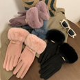 thumbnail image 2 of Guantes de mujer con boca esponjosa, cálidos, resistentes al viento, con forro polar, gruesos, para montar a caballo, para exteriores, de invierno, 2 of 6