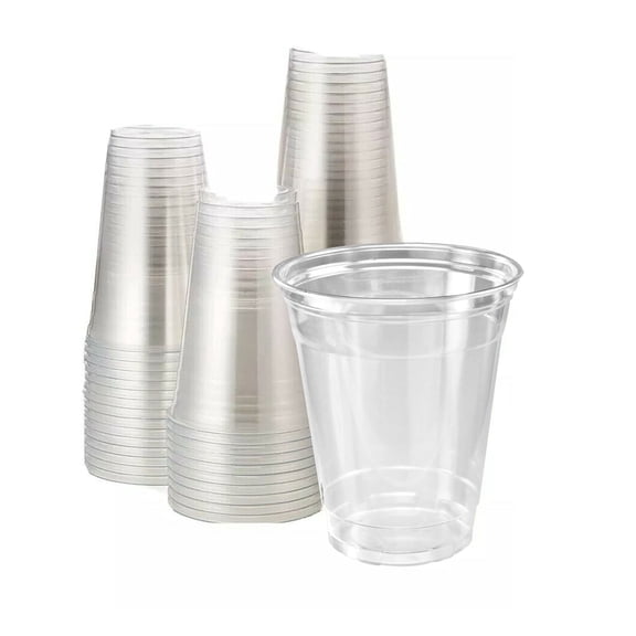 100-Pack Crystal Clear PET Plastic Cups, 8 oz – Disposable Cups for Iced Coffee, Cold Drinks, Parties & Outdoor Events